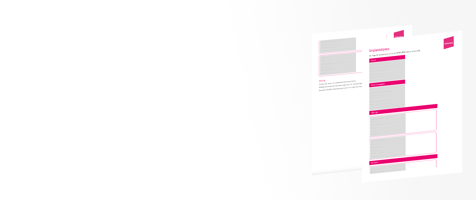 Zeramex® Implantatpass erstellen