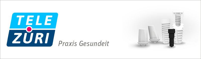 Tele Züri Logo mit Illustrationen eines ZERMAMEX® XT Keramikimplantates